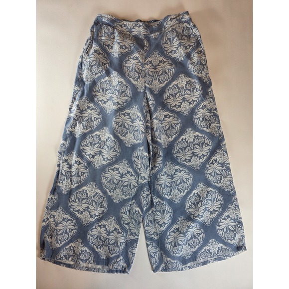 Rachel Zoe Pants - Rachel Zoe Linen Pants Size M Stretch Waist Blue Wide Leg Summer Coastal Core